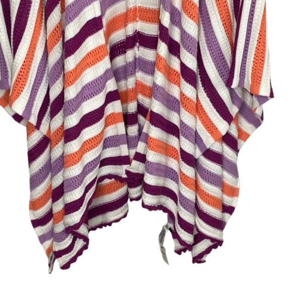 Talbots Purple and Orange Striped Poncho - Picture 2 of 16